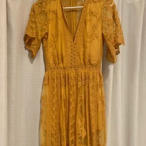 Gold romper maxi dress with lace overlay